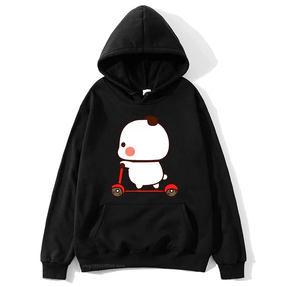 Cute Couple Hoodie Cute Bubu and Dudu Are Playing Scooter Together Sweatshirts Hooded Men's Clothes Women Panda Bear Top