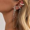 IngeSight.Z 2026 Exquisite Imitation Pearl Metal Long Tassel C-Shaped Piercing Earring Women Holes Earbone Clip Earring Jewelry