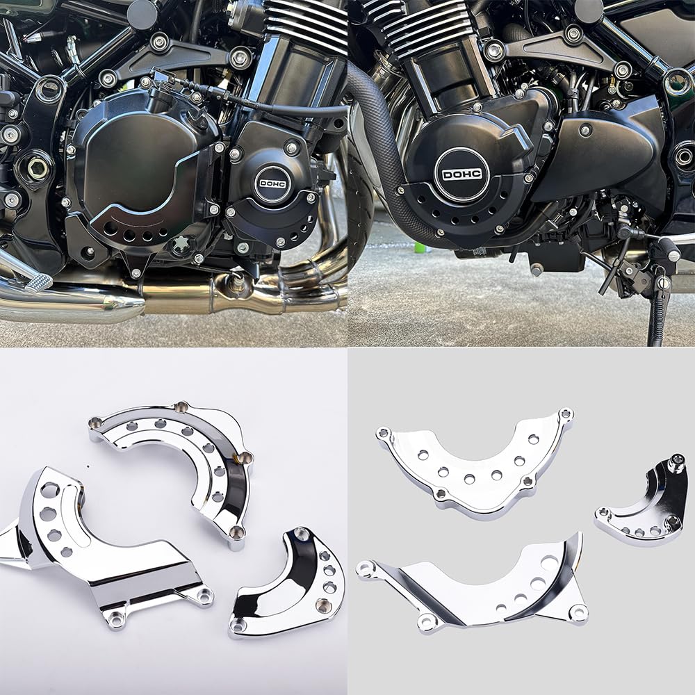 Motorcycle Engine Cover Engine Slider Engine Guard Kawasaki Z900 Z900RS Z900RSCAFE All Models (Color Electroplated Silver)