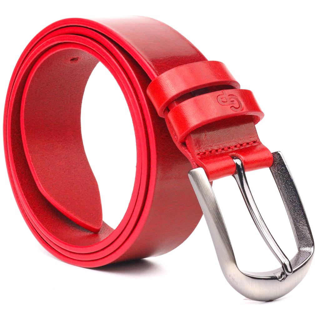 Kvinners lyst skinnbelte GRANDE PELLE Lærbelte 21457 Rød