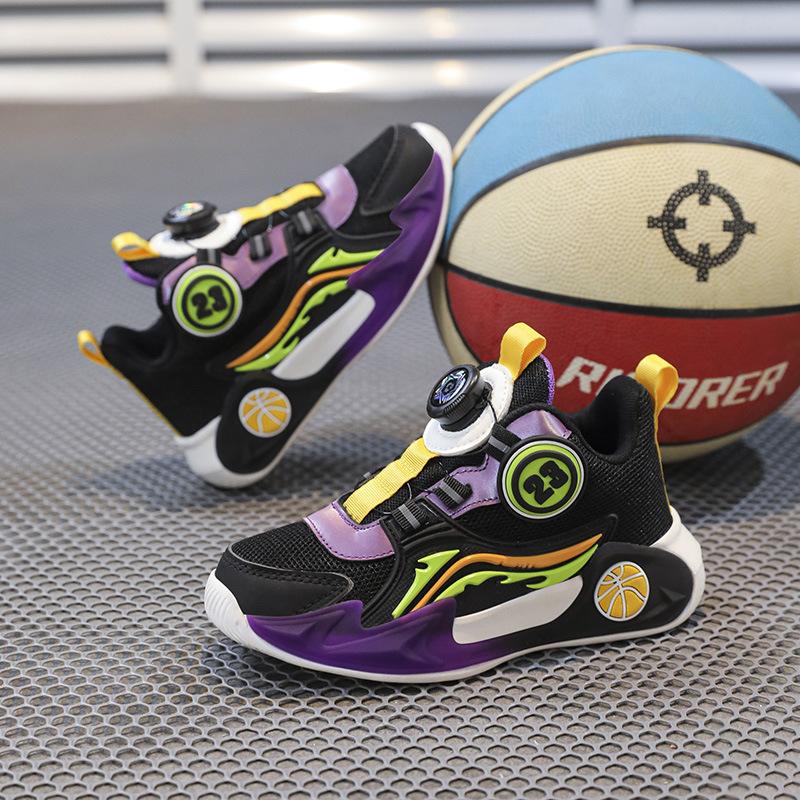 Children's running shoes 2025 autumn boys mesh rotating buckle tide shoes teen boys blue sneakers