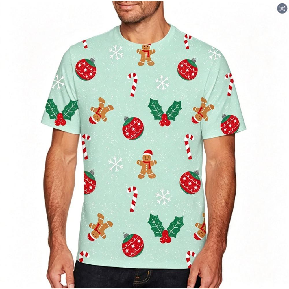 Summer Fashionable Creative Christmas Series 3D Printing Printed Short Sleeved T-shirt Comfortable Breathable Versatile Sports T-shirt