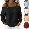 Women’s Off Shoulder Long Sleeve Strap Casual Loose Fit Blouse Top for Daily Wear Work or Travel Outfits
