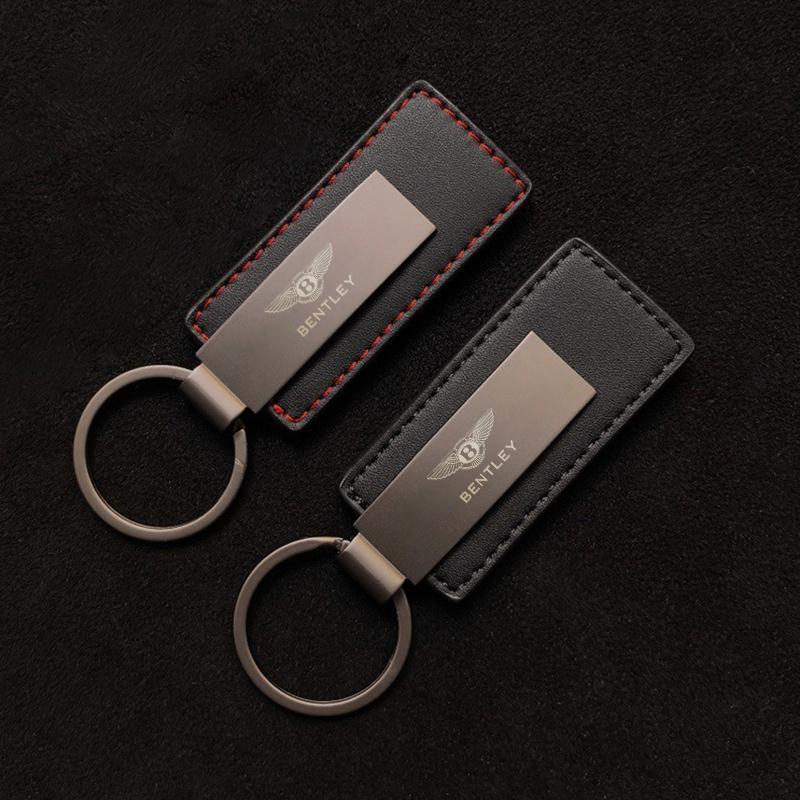 Modischer Legierungs-Leder-Autoschlüsselanhänger Schlüsselanhänger Geschenk für Bentley Continental GT MULLINER Bentayga Flying Hurtling Spur Logo