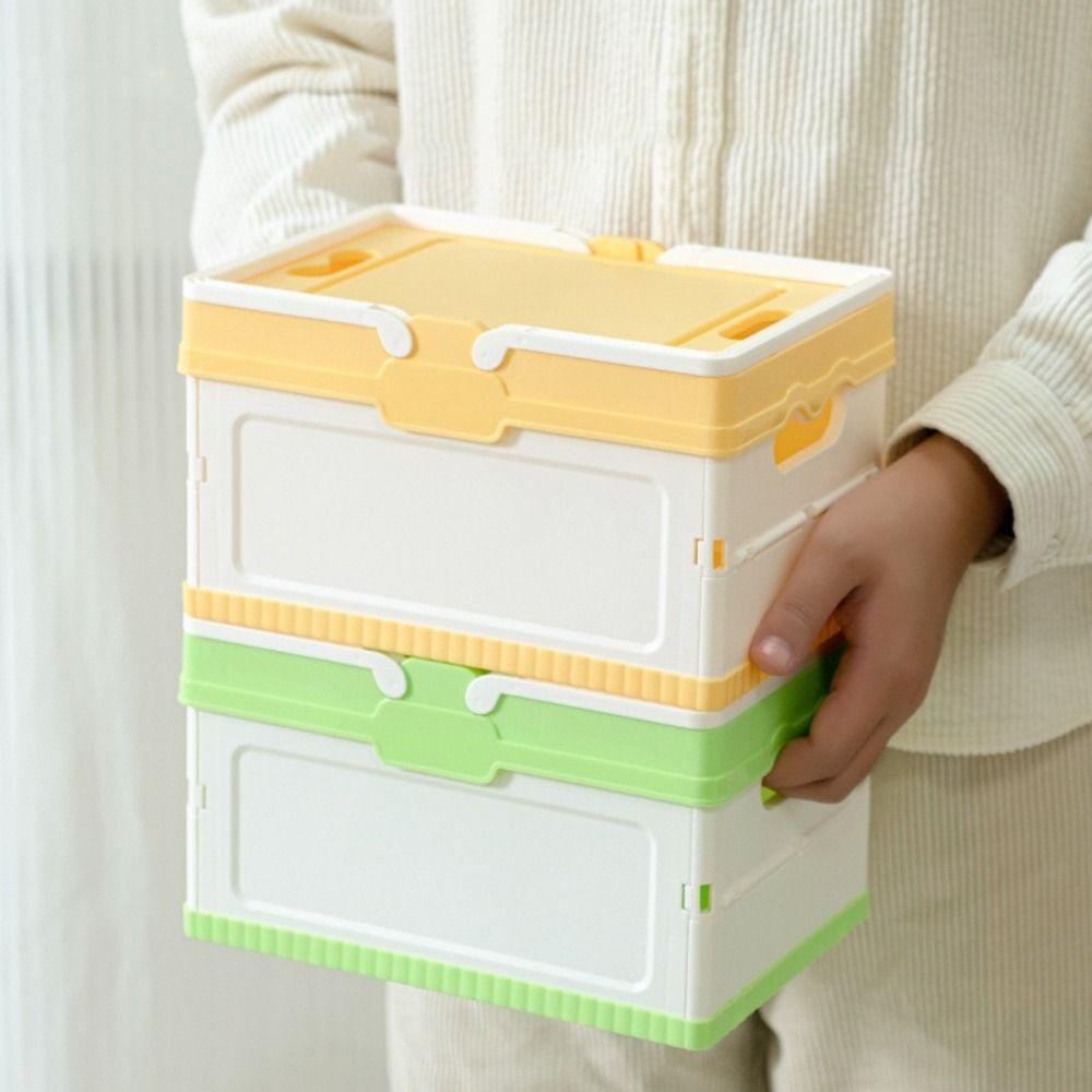 Portable Handheld Folding Storage Box Space Saving Plastic Fruit Picnic Basket Multi-Color Stackable Car Storage Box Outdoor