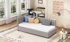Upholstered Bed Sofa Bed 90*200 Multifunctional Bed with Slatted Frame Skin-Friendly Velvet Fabric Gray
