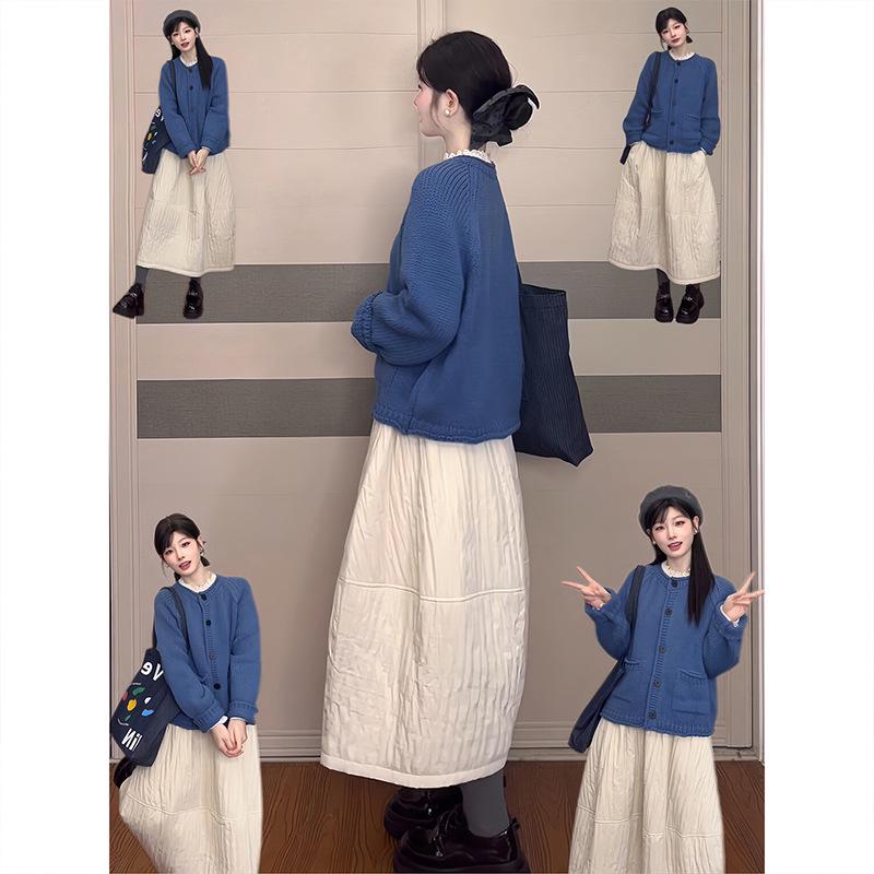 

Белая женская юбка-трапеция с высокой талией, стройнящая, для весны-осени 2026 Small