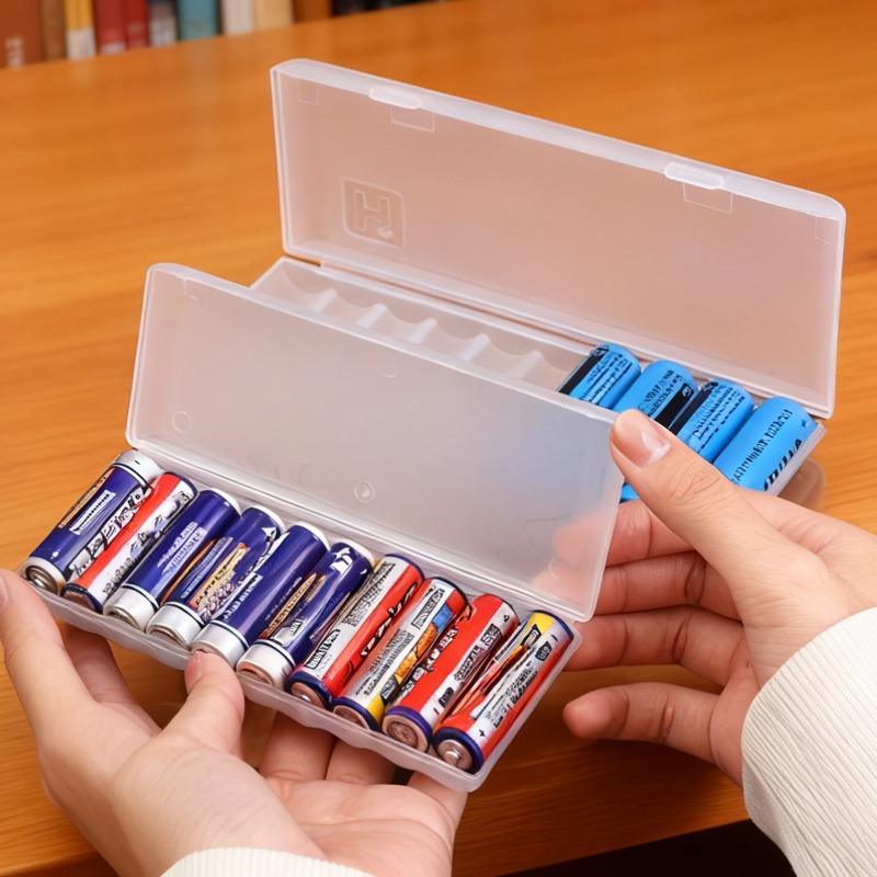 Plastic Transparent Battery Case for AAA AA 18650 10 Slot Large Capacity Case Batteries Portable Travel Storage Office Organizer
