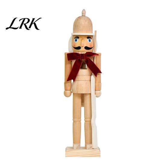 Decorative Wooden Soldier Statues Christmas Nutcracker Ornaments, Neutral Figures with Velvet Bow, DIY Festive Indoor Shop Display Ornaments Ornament