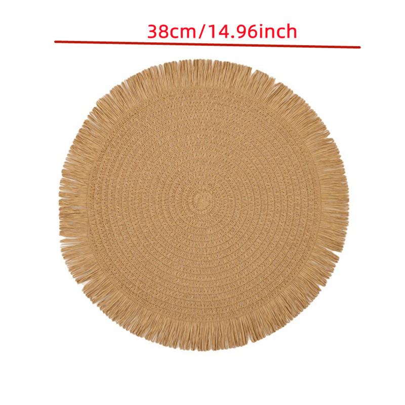 1PC Round Linen Solid Color Dining Table Mat Fashion Style Western Dining Table Bowl Cup Placemats Table Decoration