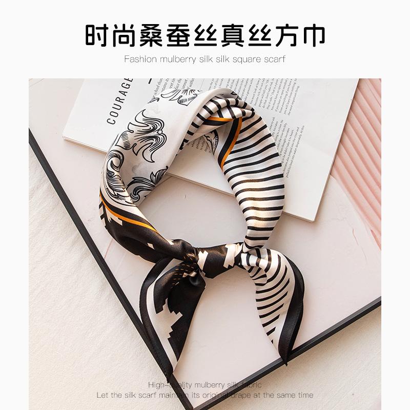 100% Mulberry Silk New National Style Printed Thin Scarf High-end Women's Yarn Decorative Scarf