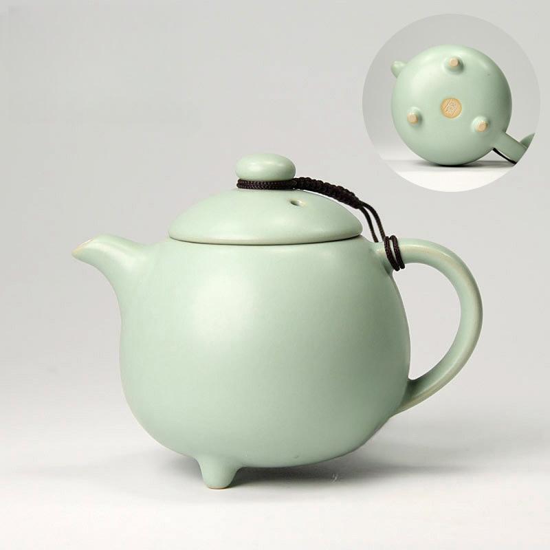 Celestial Green Ru Kiln Teapot High-grade Imitation Song Ru Porcelain Small Pot Retro Hand Grab Pot Ceramic Kung Fu Tea Set