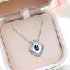 Luxury Women Jewelry Set Blue Spinel Earrings High Carbon Diamond Ring Clover Shell Pendant Necklace