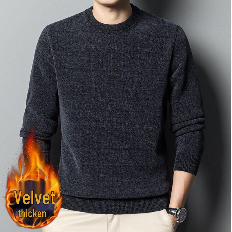 Men's Chenille Fleece One-Piece Knitwear: Thickened Warm Winter Woolen Base Layer Sweater