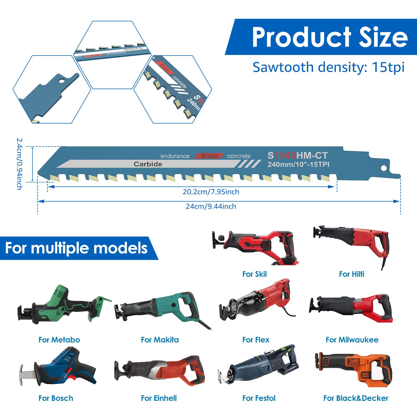

10/12/18/20inch Reciprocating Saw Blade Universal Cutting Recip Sabre Saw Blade Alloy Steel Red Brick Concrete Cutting Saw Blade