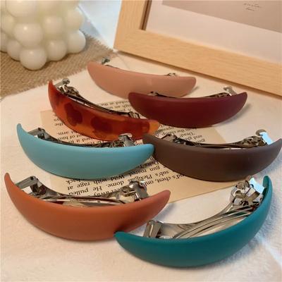 Korean Fashion Matte Geometric Hair Clip Elegant Women Semicircle Barrettes Hairpins Ponytail Holder Hairgrips Hair Accessories
