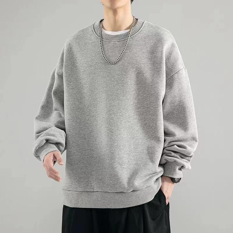 Men's Autumn Sports Loose Fit Solid Color Pullover Hoodie with Long Sleeves