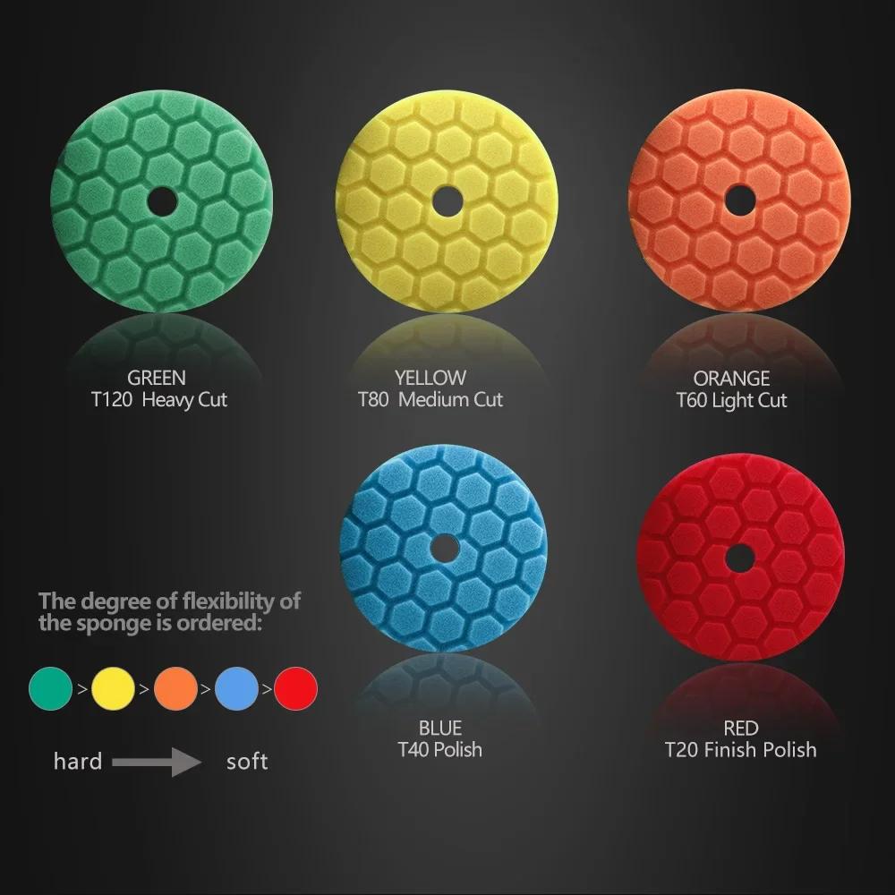 (Bulk Sales) 3"(80mm)/5"(125mm)/6"(150mm) Hex-Logic Car Sponge Polishing Buffing Pads For DA/RO/GA Auto Buffer Polisher