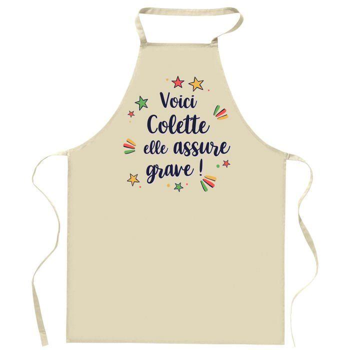 Tablier de cuisine - Colette (Planetee) - Impression bretonne - Coton épais résistant - Liens ajustables
