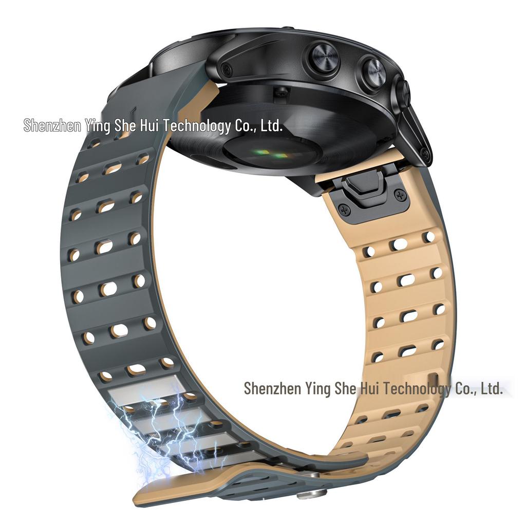 Garmin Compatible 22MM Magnetic Silicone Sport Watch Strap - Quick Release, Breathable Band