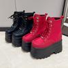 Fashion 14.5CM Women's Boots Autumn Women Ankle Boots Platform Wedges High Heels Booties New Fashion Design Red Cosplay Shoes of Women