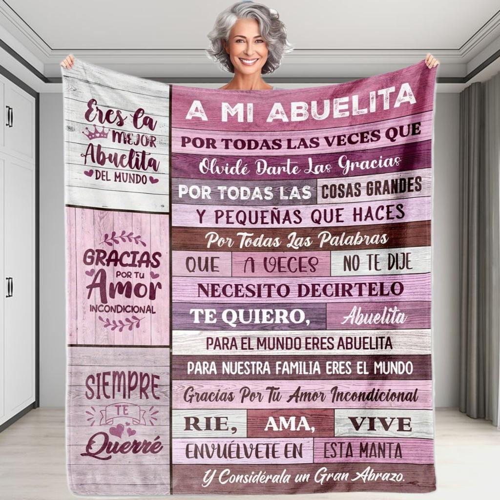 A 1pc Spanish Language Blanket As a Gift for The Best Grandmother, Perfect for Anniversaries And Birthdays. This Soft Fleece Throw Is Ideal for The So