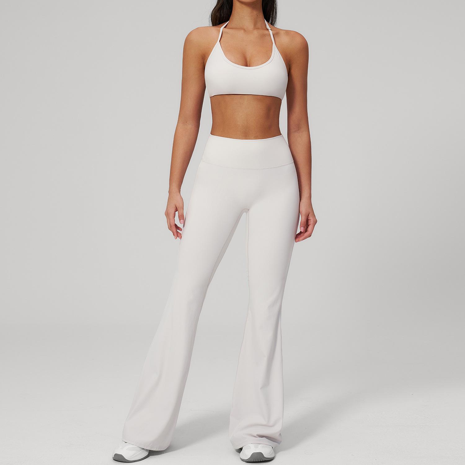 Dare to Show Seamless Shockproof Yoga Set: Women s High-Waisted Sports Bra & Flared Pants