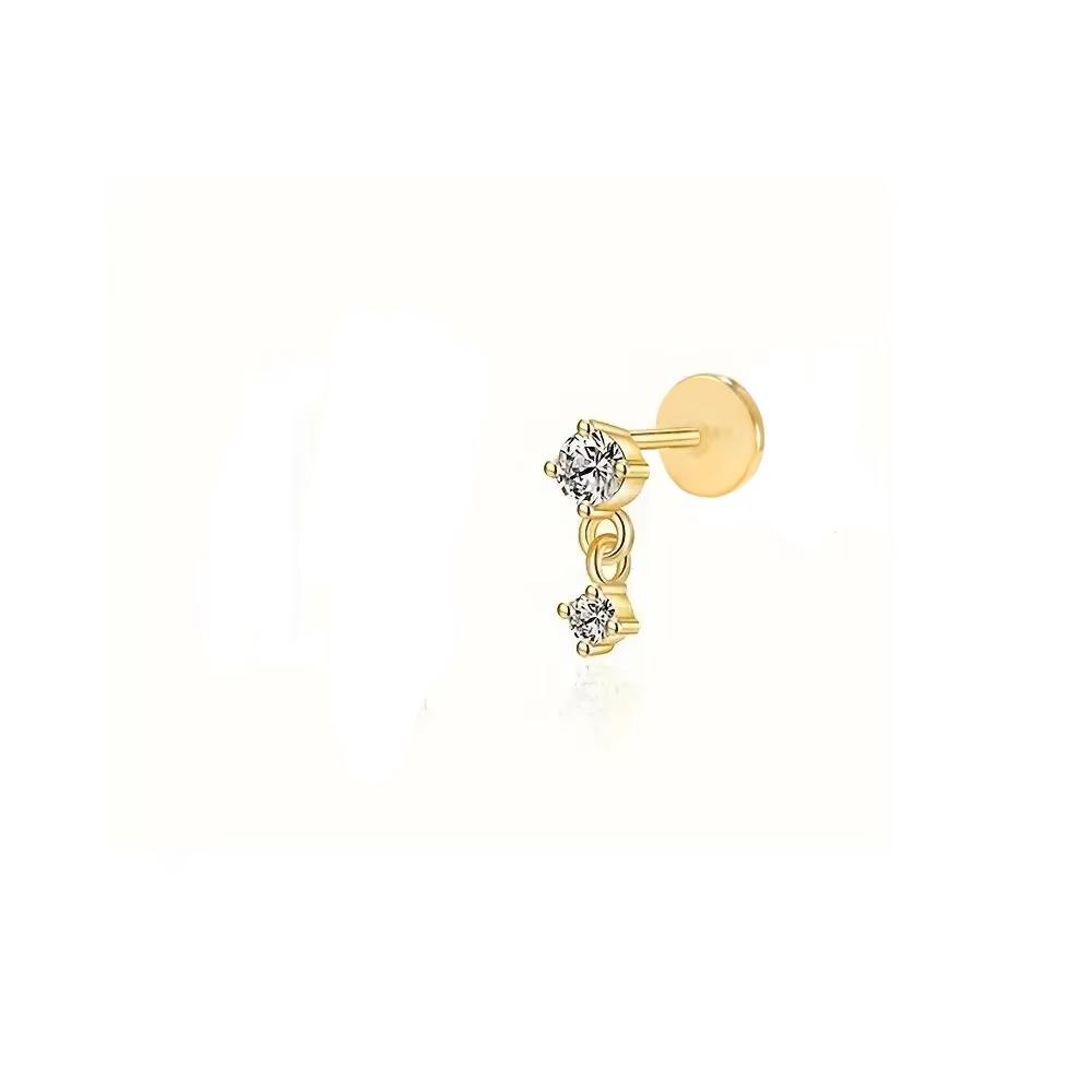 Aide 1pc 925 Silver Mini Zircon Thick Flat Screw Back Drop Earrings For Women K Gold Piercing Stud Earrings Jewelry