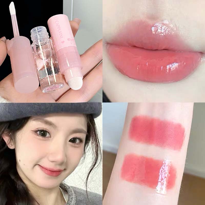 

Розовый бант Легкий цветной дождевик Блеск для губ Зеркальный матовый Увлажняющий блеск для губ Помада с кисточкой для губ