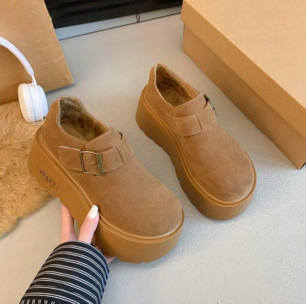 

Ретро Birkenstocks женские всесезонные на толстой подошве завышенные бархатные однополосные с мягкой подошвой хлопковые одиночные туфли 35 жёлтый