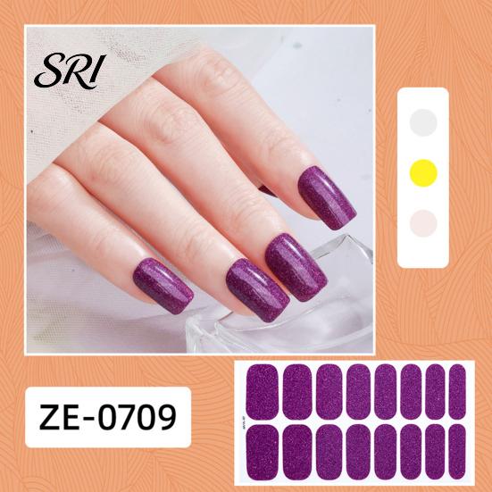 DIY Nail Strip Glitter Polish Strips with File Easy Apply Remove Self Adhesive Women Stickers Full Sticker Home Manicure Art Decoration Wrap Decals