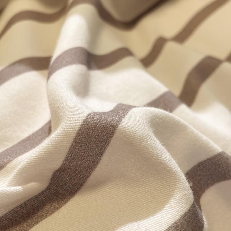 LiLang Striped Flannel Cotton 4-Piece Bedding Set