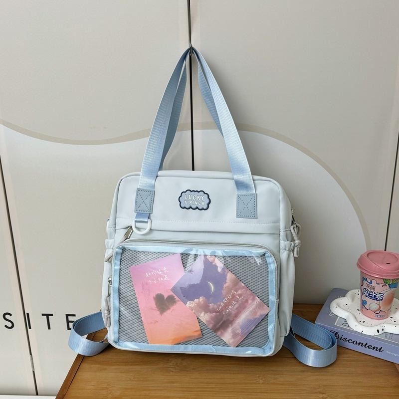 2025 High-value Nylon Bag College Style Transparent Shoulder Crossbody Pain Bag Leisure Bag Tutoring Bag Handbag Women