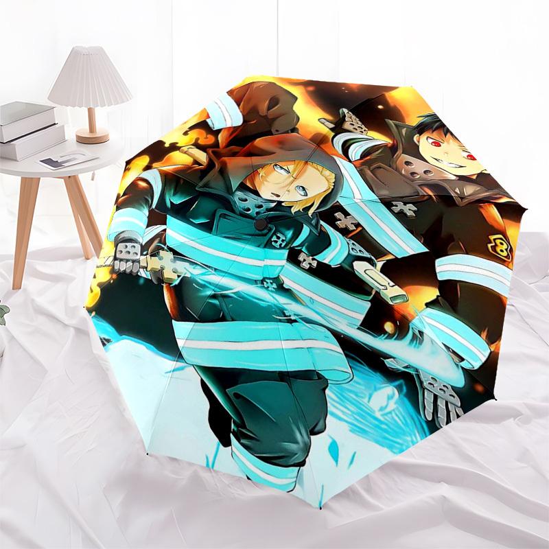 

1pc Levi Ackerman & Eren Yeager Outdoor Umbrella - Automatic Opening/Closing, Portable 3-Fold Design with 8-Bone Iron Frame - Perfect Gift for Fans, T