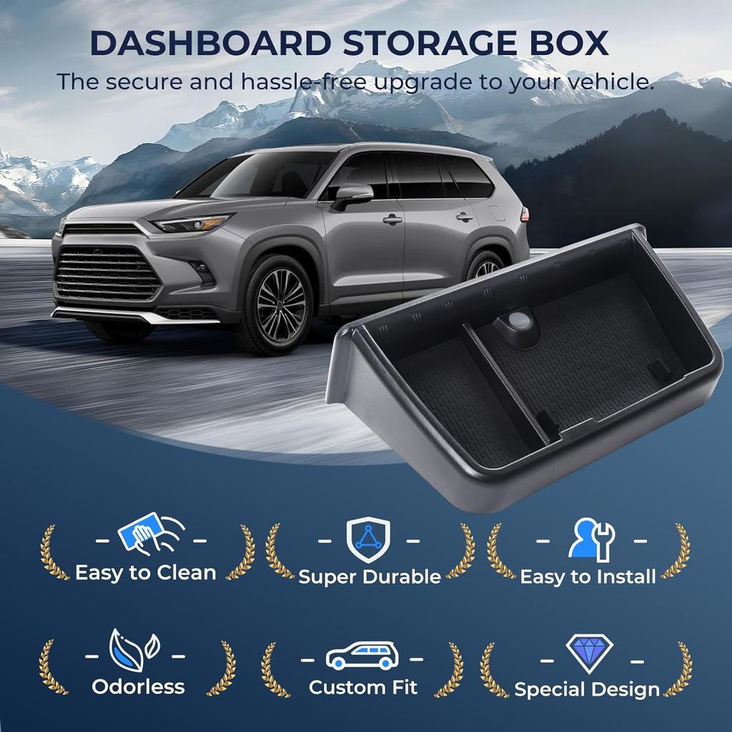 Dashboard Behind Screen Storage Box For Toyota Grand Highlander 2024 2025 2026, Interior Accessories Center Console Organizer Tray For 24 25 26 Grand
