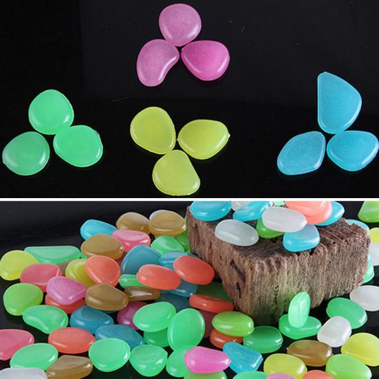 Glow-in-the-Dark Garden Stones Colorful Decorative Aquarium Pebbles Fish Tank Rocks 0.8-1.1cm Luminous Pebbles for Outdoor Walkway Aquarium Landscape