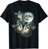 Funny Cat Shirt Three Cat Moon 3 Wolfs Cute Tee Men T Shirt