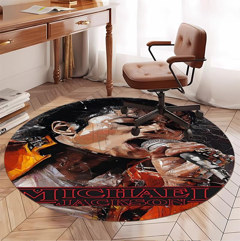 Tappeto Rotondo con Motivo Michael Jackson, Tappetino da Interno/Esterno, per Picnic, Sala Giochi, Camera da Letto, Ufficio, Soggiorno, Tappeto Decorativo per la Casa, Regalo di Compleanno