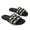 Pearl Slippers Women's Wear 2025 New Summer Fashion Versatile Internet Celebrity Extra Large Size 41-43 Fat Wide Sandals