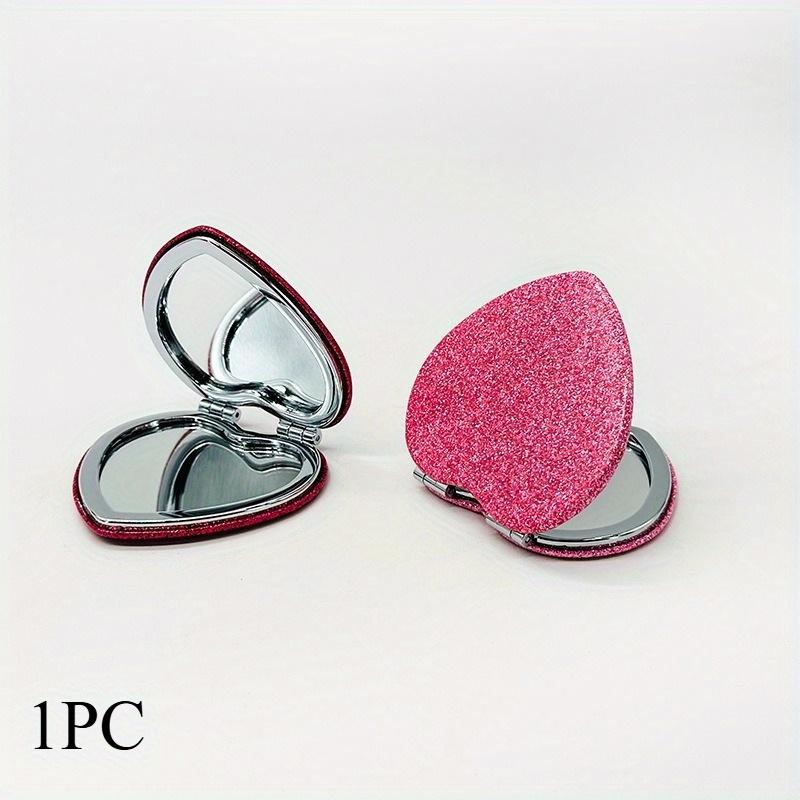 1PC Heart Shape Loose Powder Double Sided Makeup Mirror Portable for Birthday Wedding