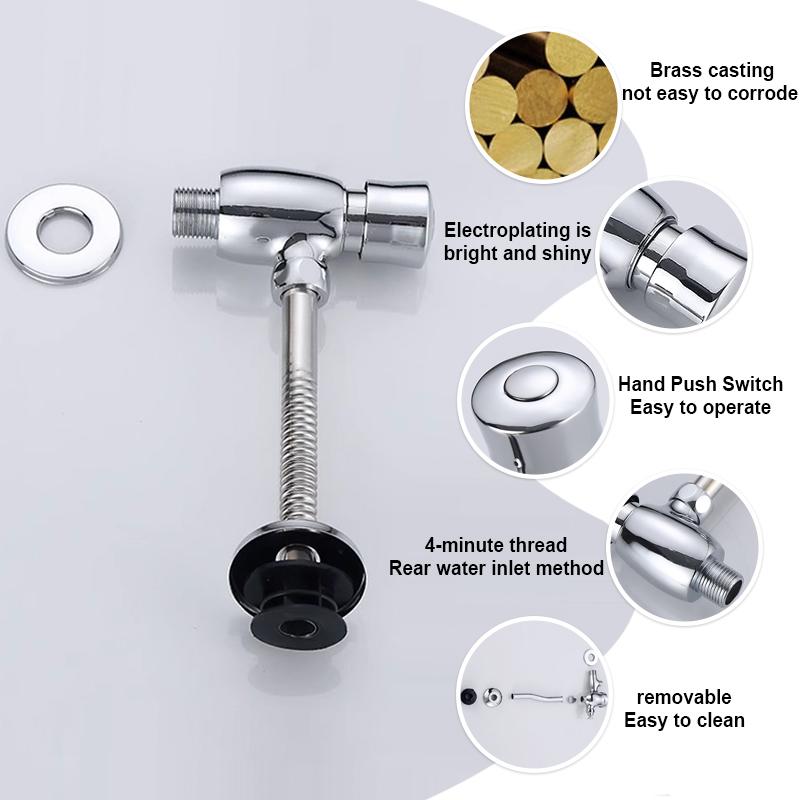 Durable Toilet Flushing Flaush Valve Zinc Alloy Toilet Water Tank Valve Bathroom Toilet Valve Hotel Hand Pressing Flushing Tool
