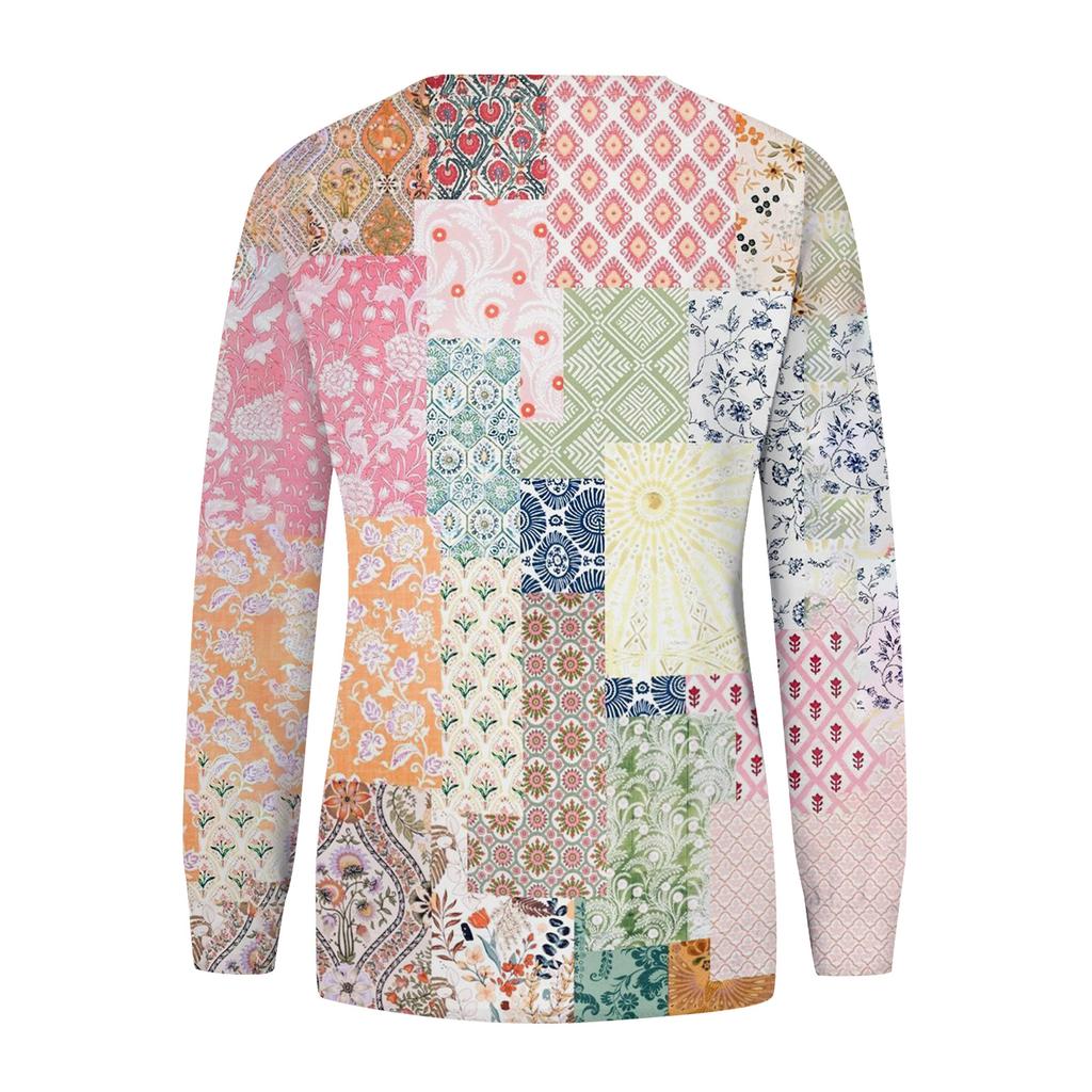 Women's Fashion Casual Long Sleeve Christmas Printed Neck Sweatshirt Top