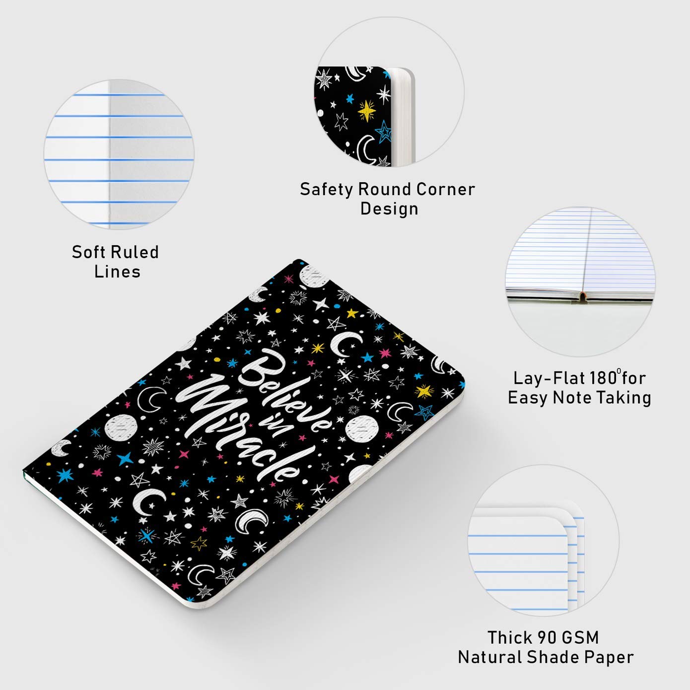 Factor Notes Notebook: 90 Gsm, B6, Ruled, 112 Pages Journal Diary (Believe In Miracle)