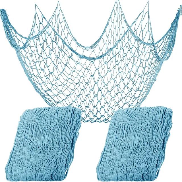 2 Pcs Fish Net Decoration Cotton Ocean Theme Wall Hung Fishing Net Fish Net Party Beach Mermaid Party House 39.4 X 78.7 Inches