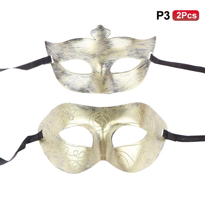 2Pcs Halloween Mask Retro Half Face Costume Masks Masquerade Party Decorations Plastic Women'S Props Dance Mask