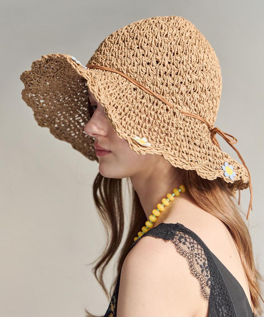 MAXZA Flower Point Raffia Hat