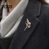 Wheat Ear Brooch of Faux Pearl Brooch, Rhinestone Leaf Alloy Lapel Pin, Electroplated Jewelry Sweater Cardigan Coat Business Suit Clothing Accessories
