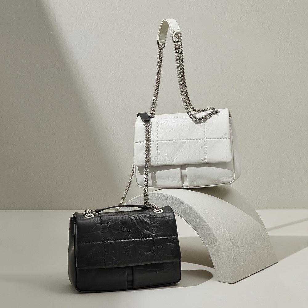 Новая корейская дорожная сумка с цепочкой и верхним слоем из воловьей кожи — фото 3