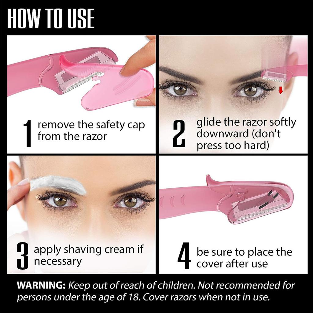 Precision Eyebrow Razor Trimmer: Disposable Facial Hair Shaper Remover 3 CountTool for Gentle Hair Removal, Brow Shaping, and Smooth Skin.