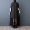 Kurzarm Übergröße Baumwolle Spitze Vintage Schwarz Neu in Kleider für Damen Freizeit Locker Lang Sommer Hemdbluse